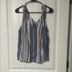 a new day Blue and White Striped Tank Top